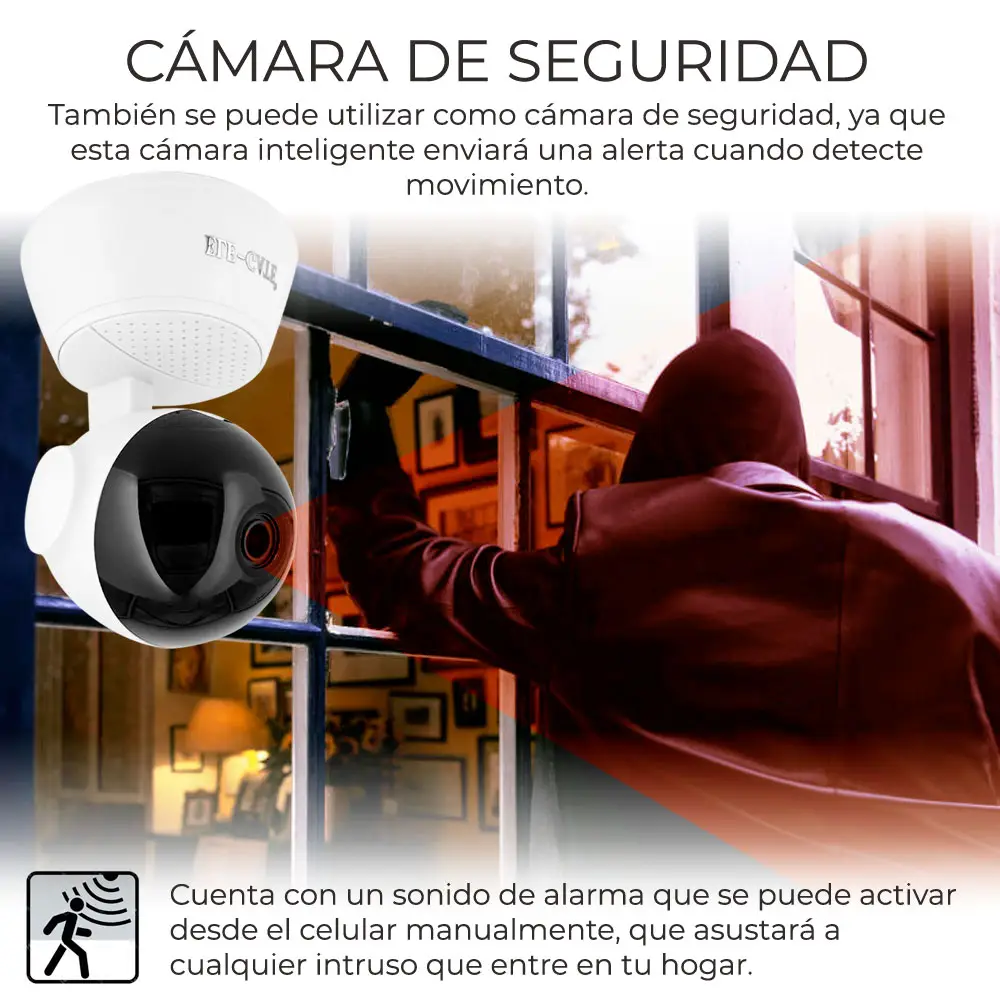Camara De Seguridad 1080p Wifi Visión Nocturna Alarma