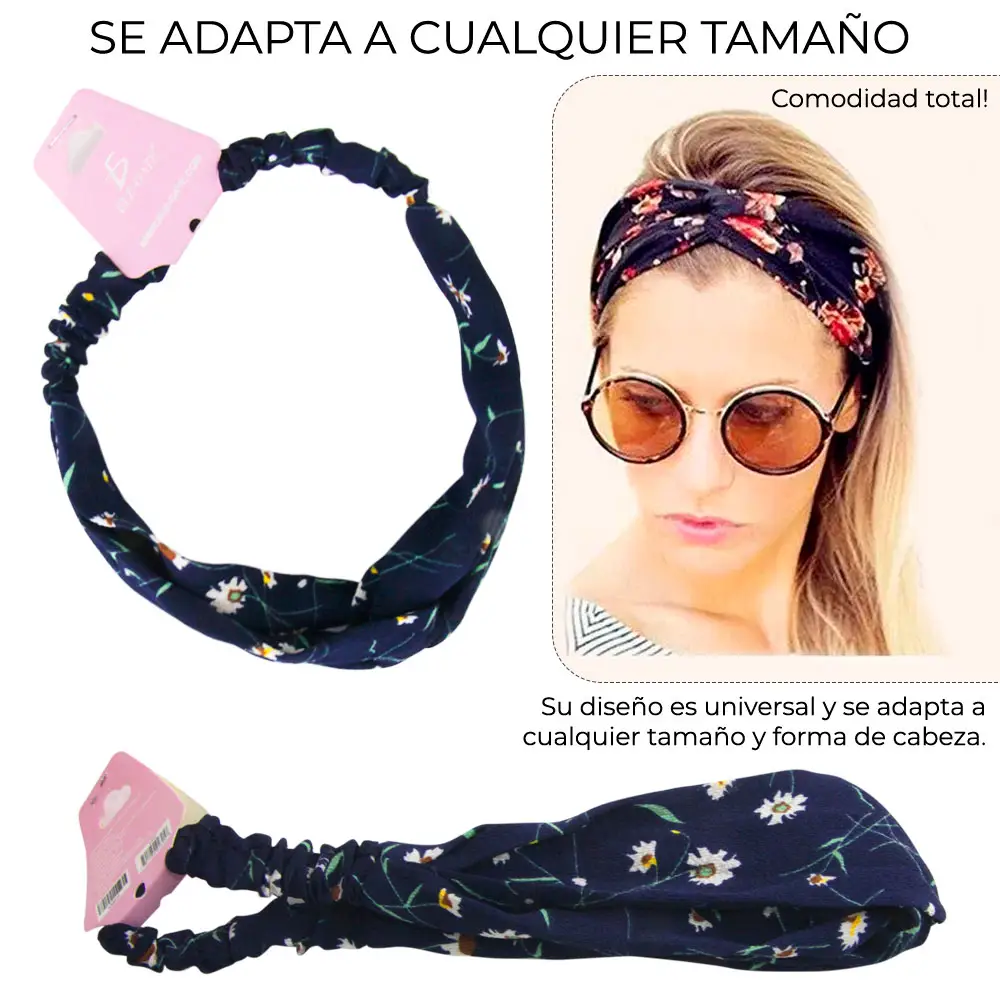Diadema de Tela Cruzada Tipo Turbante con Resorte