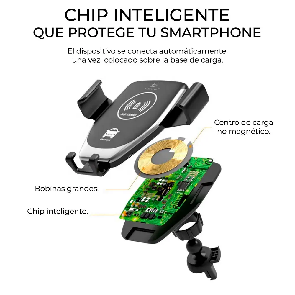 Cargador Inalambrico Qi Carga Rapida 10w Soporte Para Auto