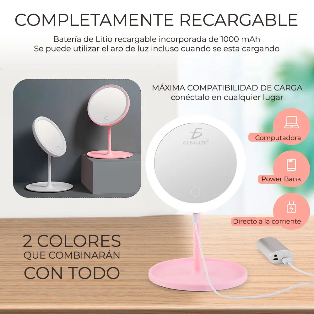 Aro Luz Led 17.5cm Espejo Maquillaje Tiktok Portátil