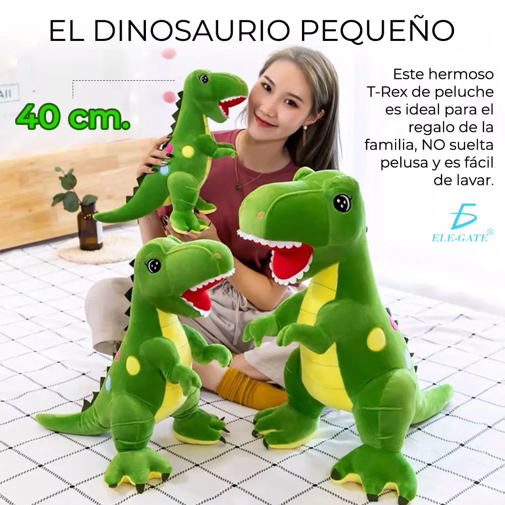 Hermoso Peluche de Dinosaurio Abrazable Largo 40cm