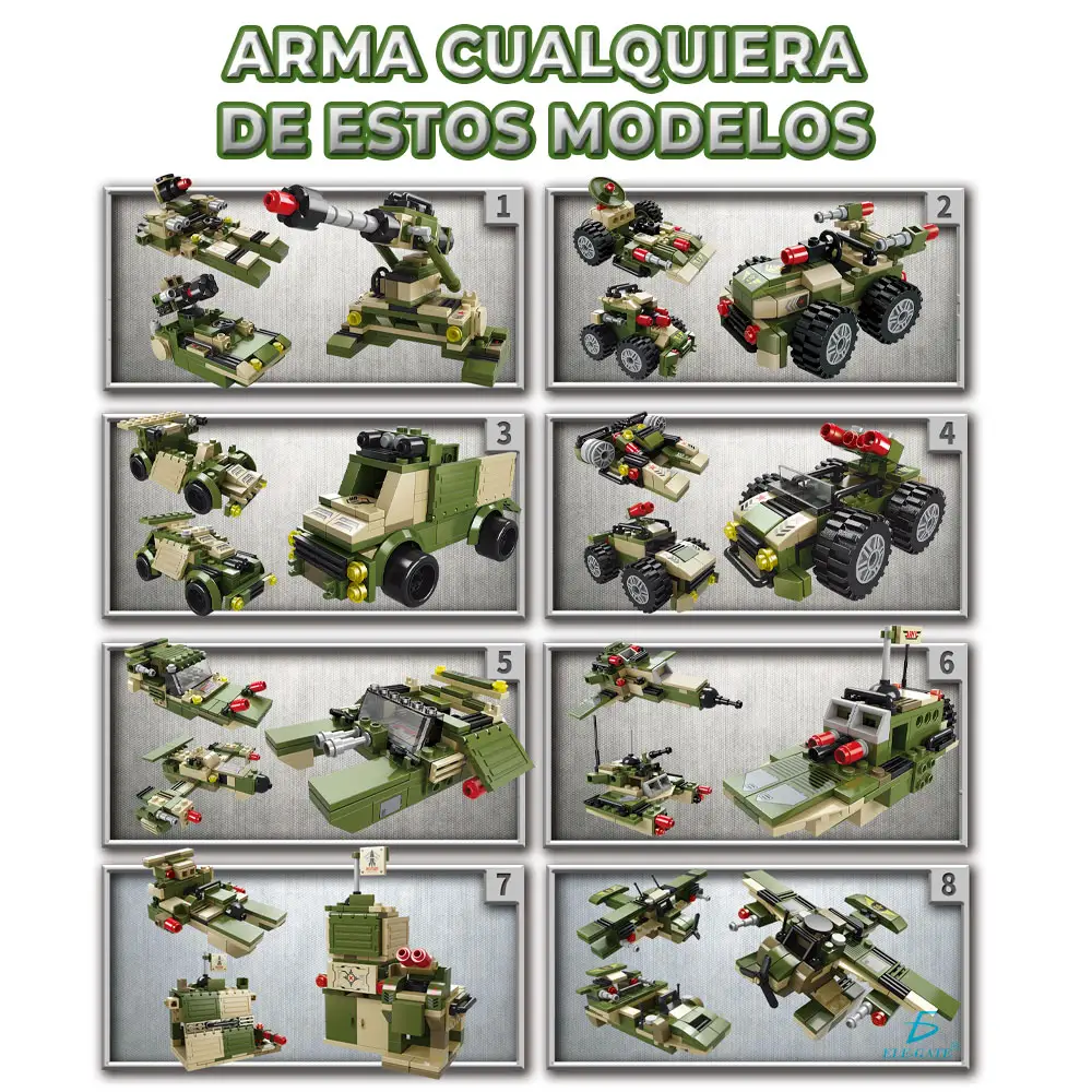 Juguete de Bloques Batallón de Combate Tanque Y Camión Lanza Misiles 853 PZS