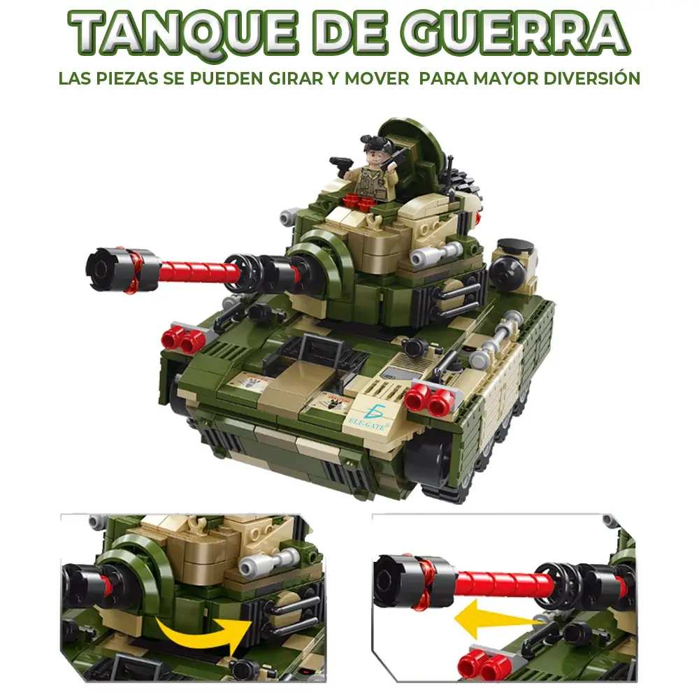 Juguete de Bloques Batallón de Combate Tanque Y Camión Lanza Misiles 853 PZS