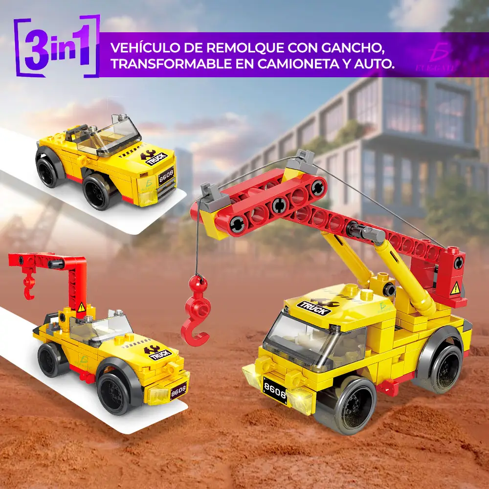 juguete de bloques Camion de remolque 3 en 1