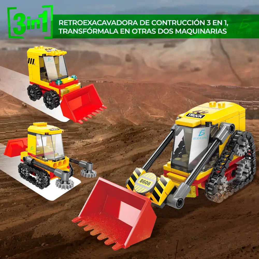 Juguete de Bloques Retroexcavadora 3 en 1