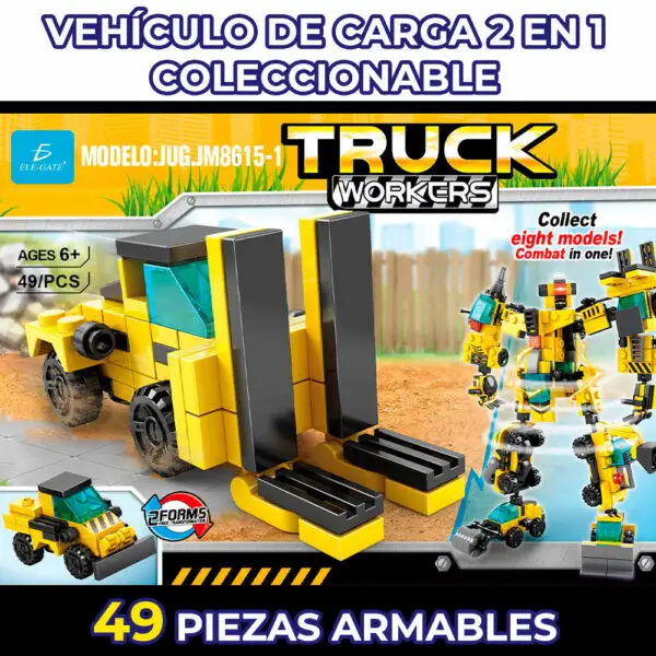 Juguete de Bloques Vehiculo de Carga Armable 2 en 1