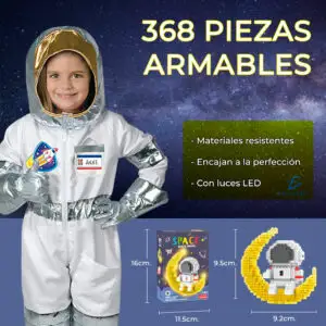 Juguete de Bloques Luna y Astronauta Armable con Luz