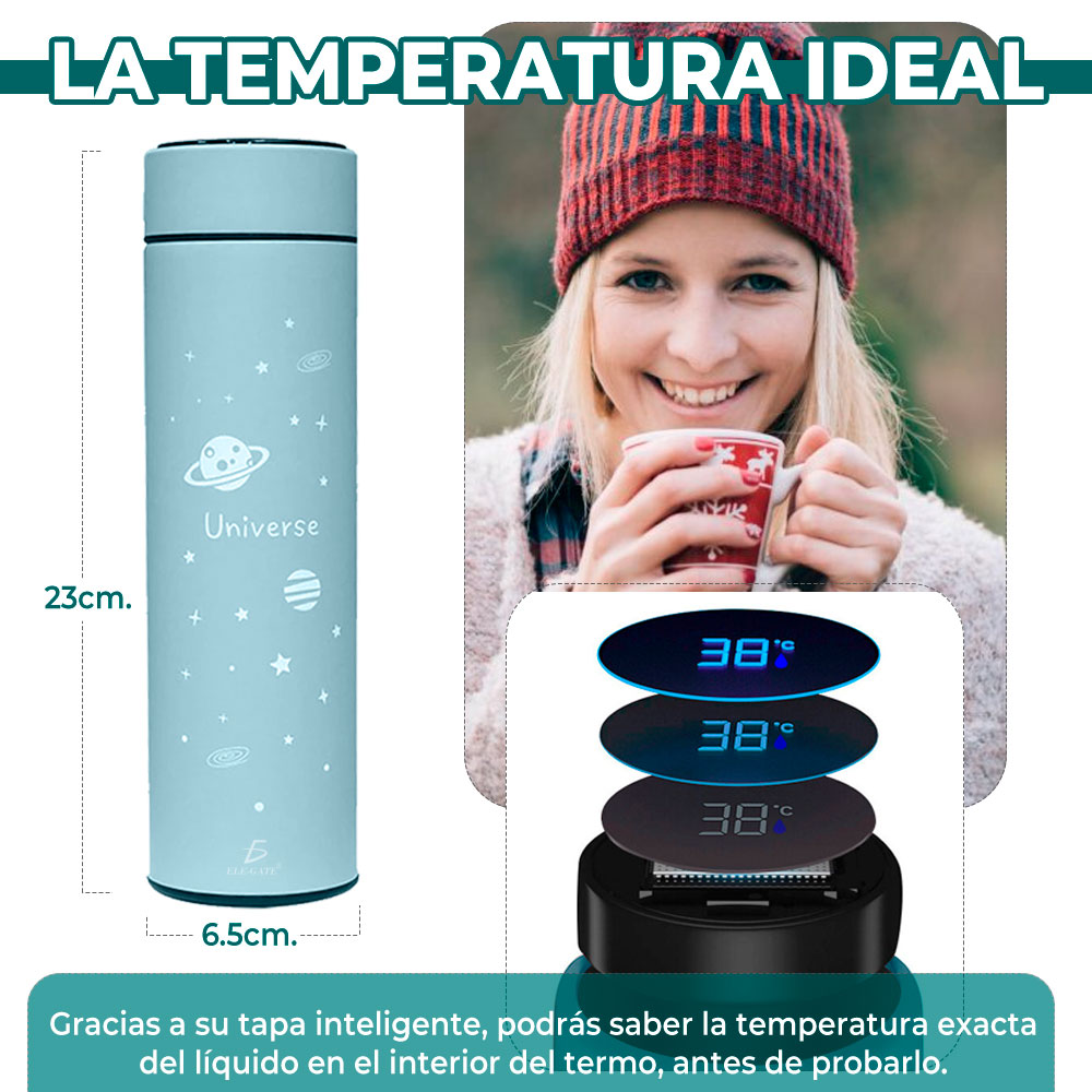 Botella de agua inteligente con pantalla LCD de temperatura