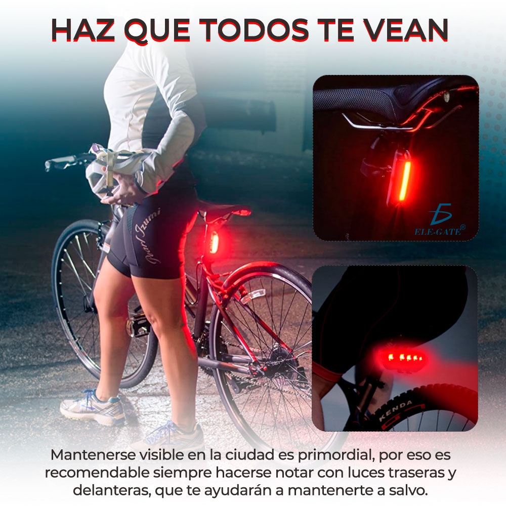 Enseñando Nos vemos mañana Sillón Luz Led Roja Para Bicicleta Salpicaduras Colores - ELE-GATE