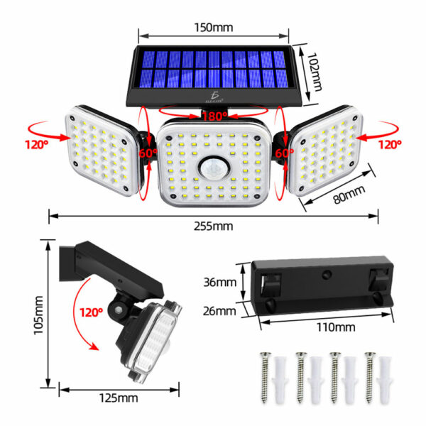 Lampara Led Solar Con Sensor De Movimiento Impermeables
