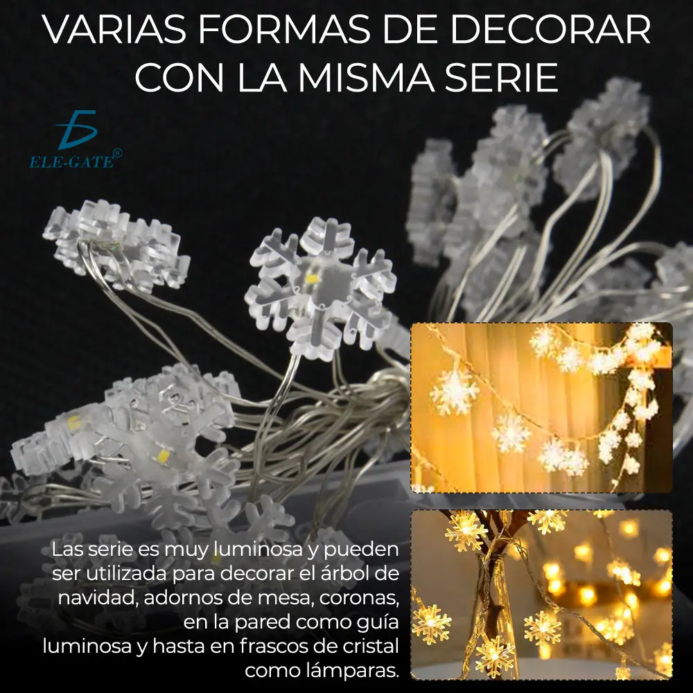 Festival Copo Nieve Iluminación Con 20 Led 2M