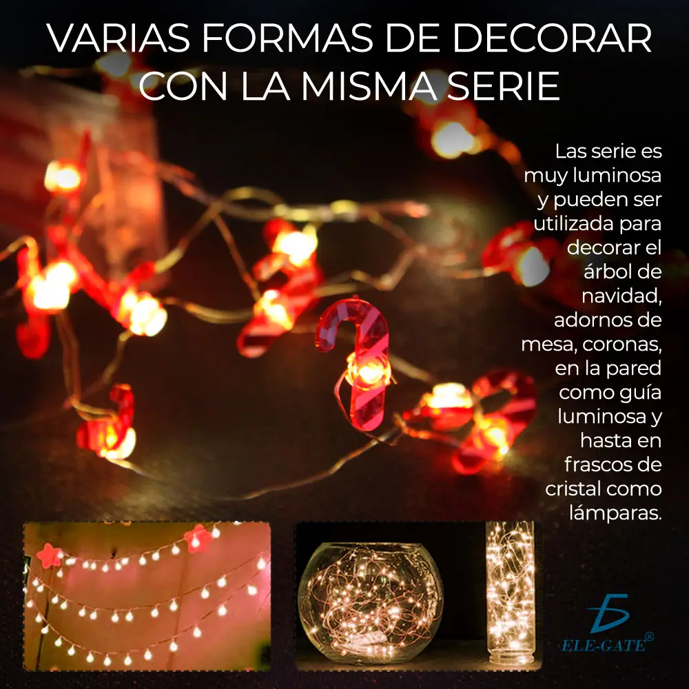 Luces Led De 20 Focos De 2 M Decorativas Para Navidad