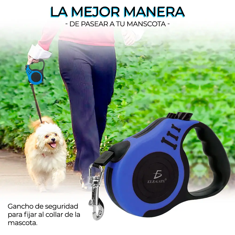 Correa Retractil Para Perros Y Mascotas Mediana 3mts