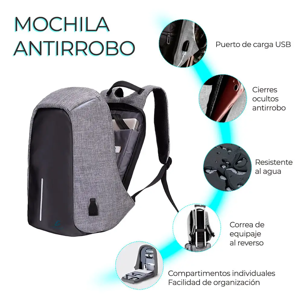 Mochila Laptop Antirrobo Impermeable Multiusos Escolares