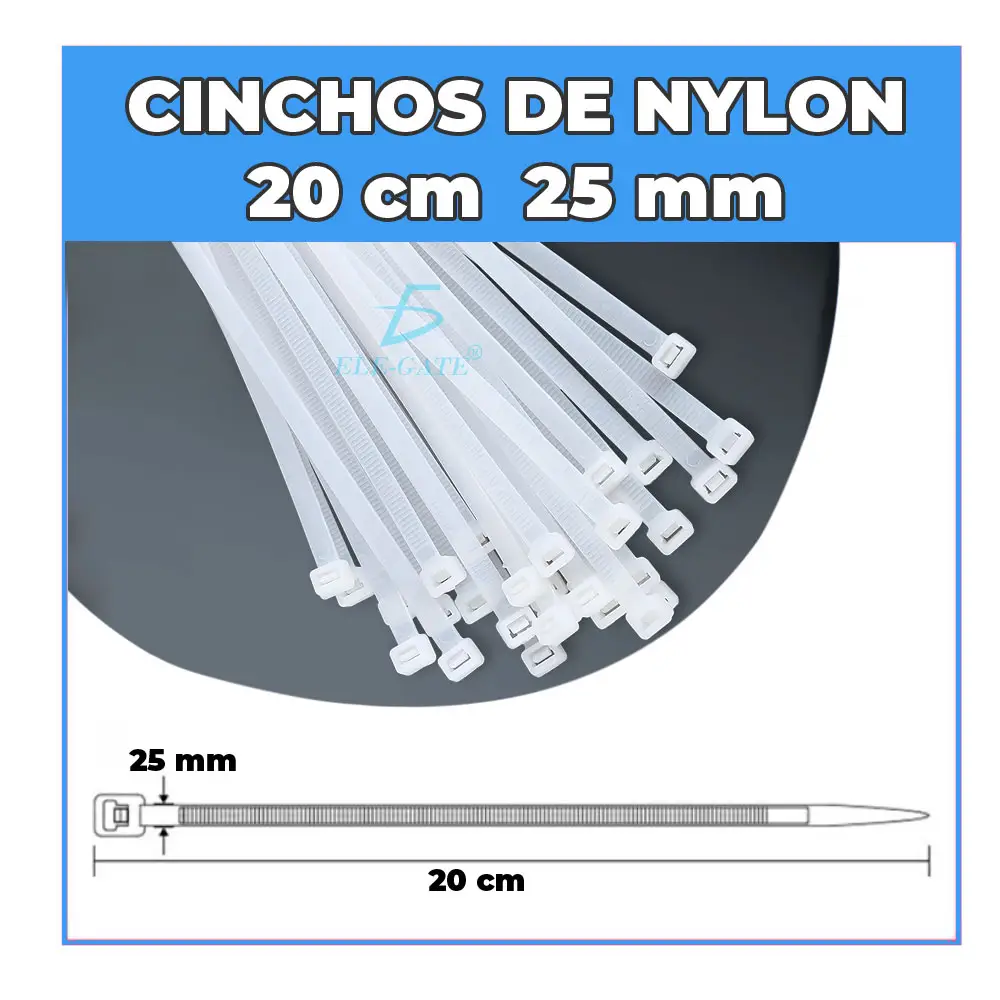 Bolsa Cinchos Plásticos 16 Lb 2.5*200mm Paquete 100 Pzas