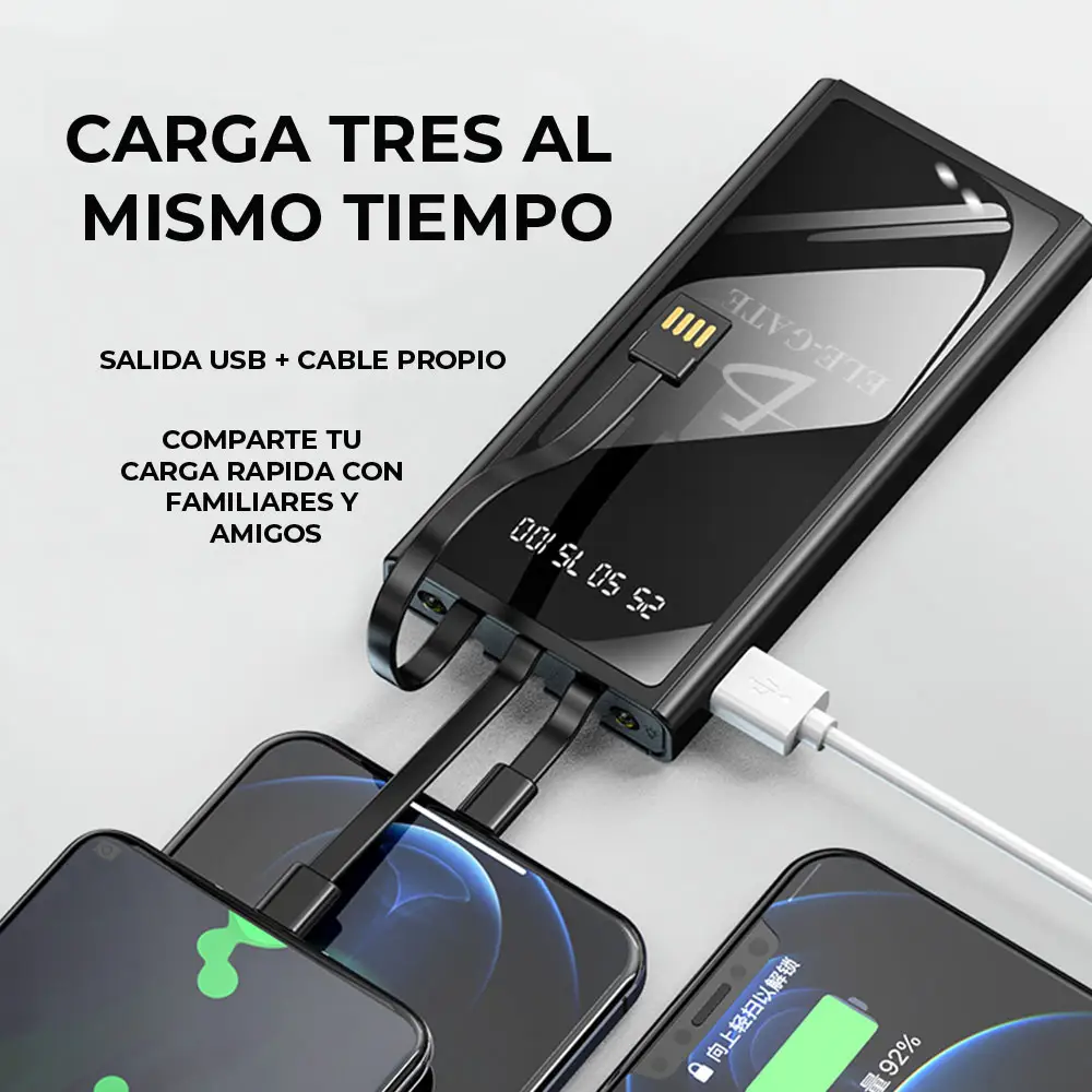 Power Bank Pila Bateria Portatil 10000mah 3 Entradas
