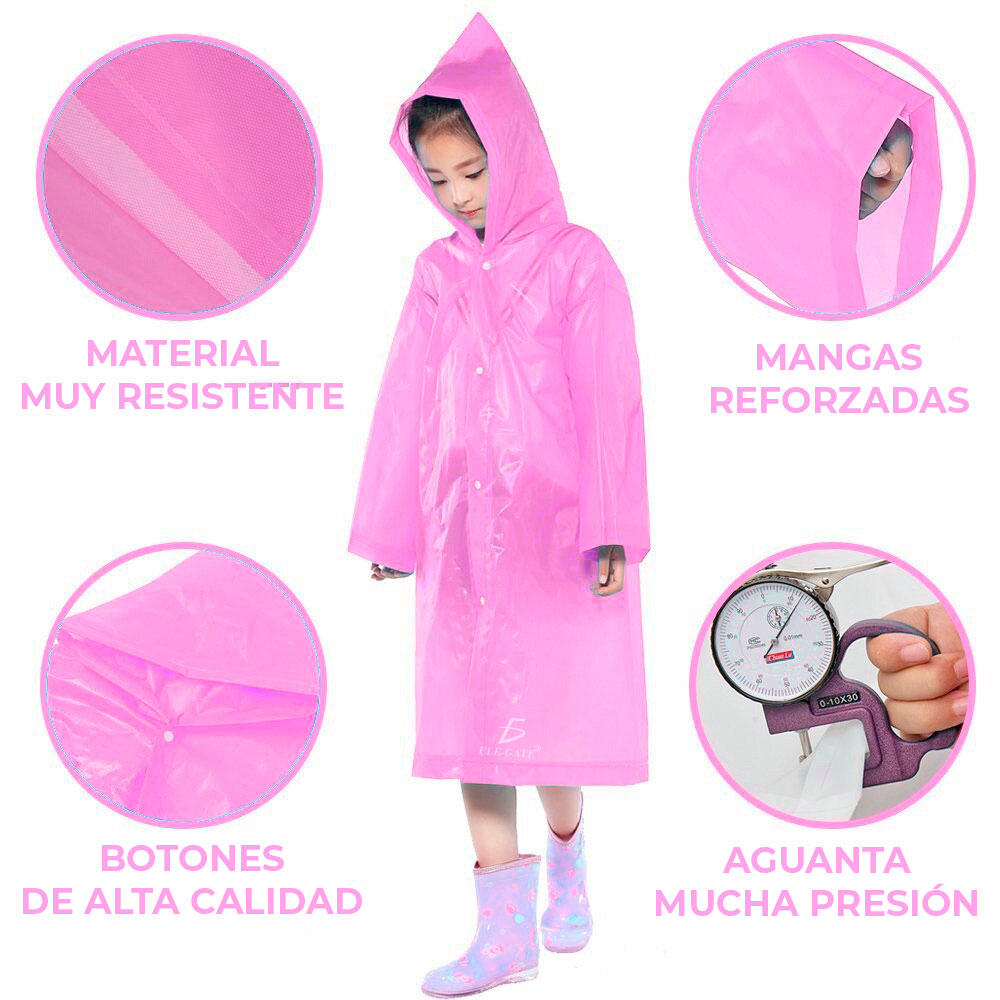 Niño Con Paraguas De Colores, Vestido Con Capa Impermeable