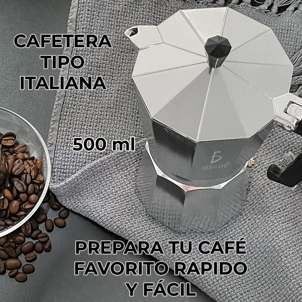 Cafetera Colombia Manual Plateada Italiana 500ml