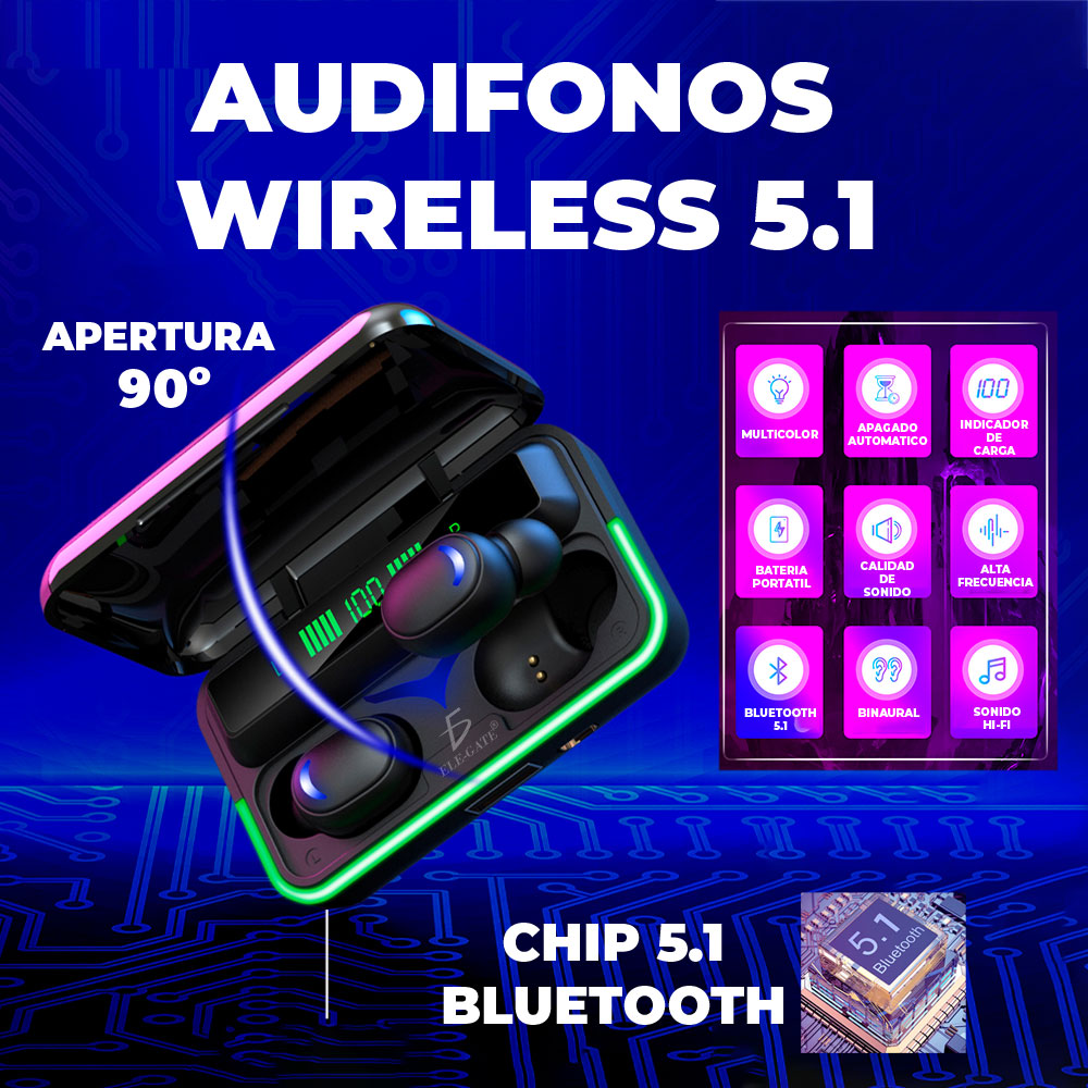 Auriculares Inalámbricos M9 Tws Con Bluetooth Contra Agua Chip 5.2 -  ELE-GATE