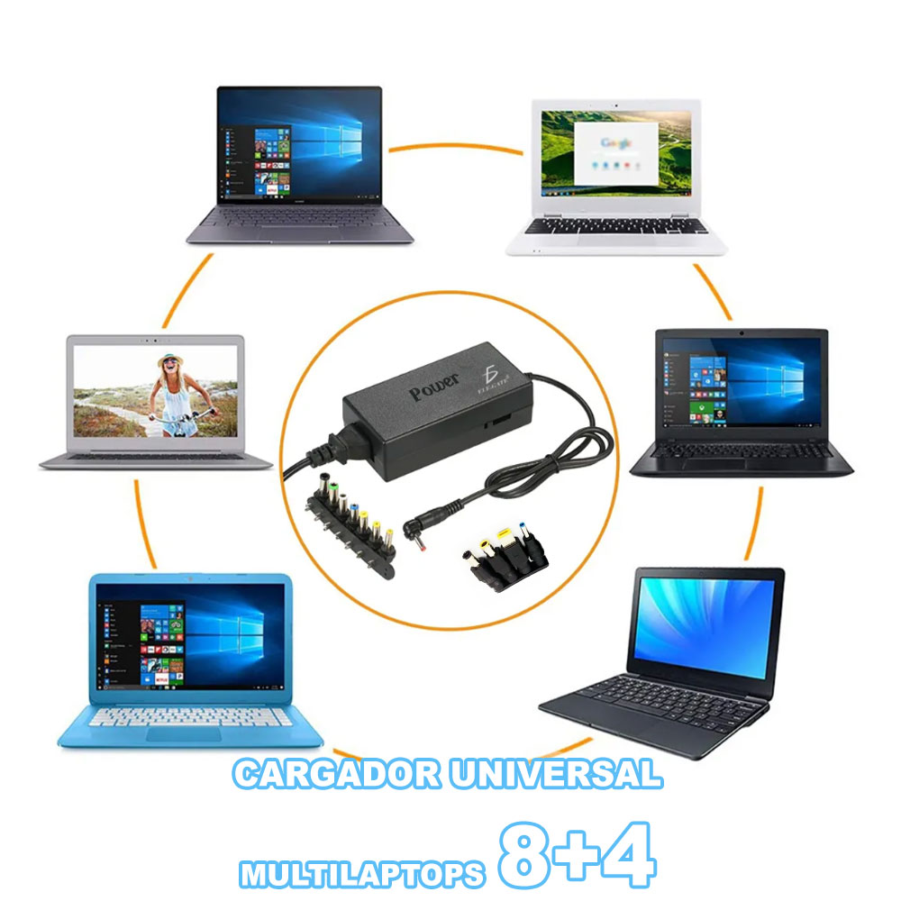 Corotos  Cargador portátil universal para laptop, 96W, 12-24V - 8  Conectores.
