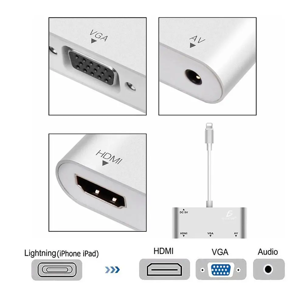 Lightning Adaptador Hub A 4k Hdmi/vga Para iPad iPhone - Imagen 6
