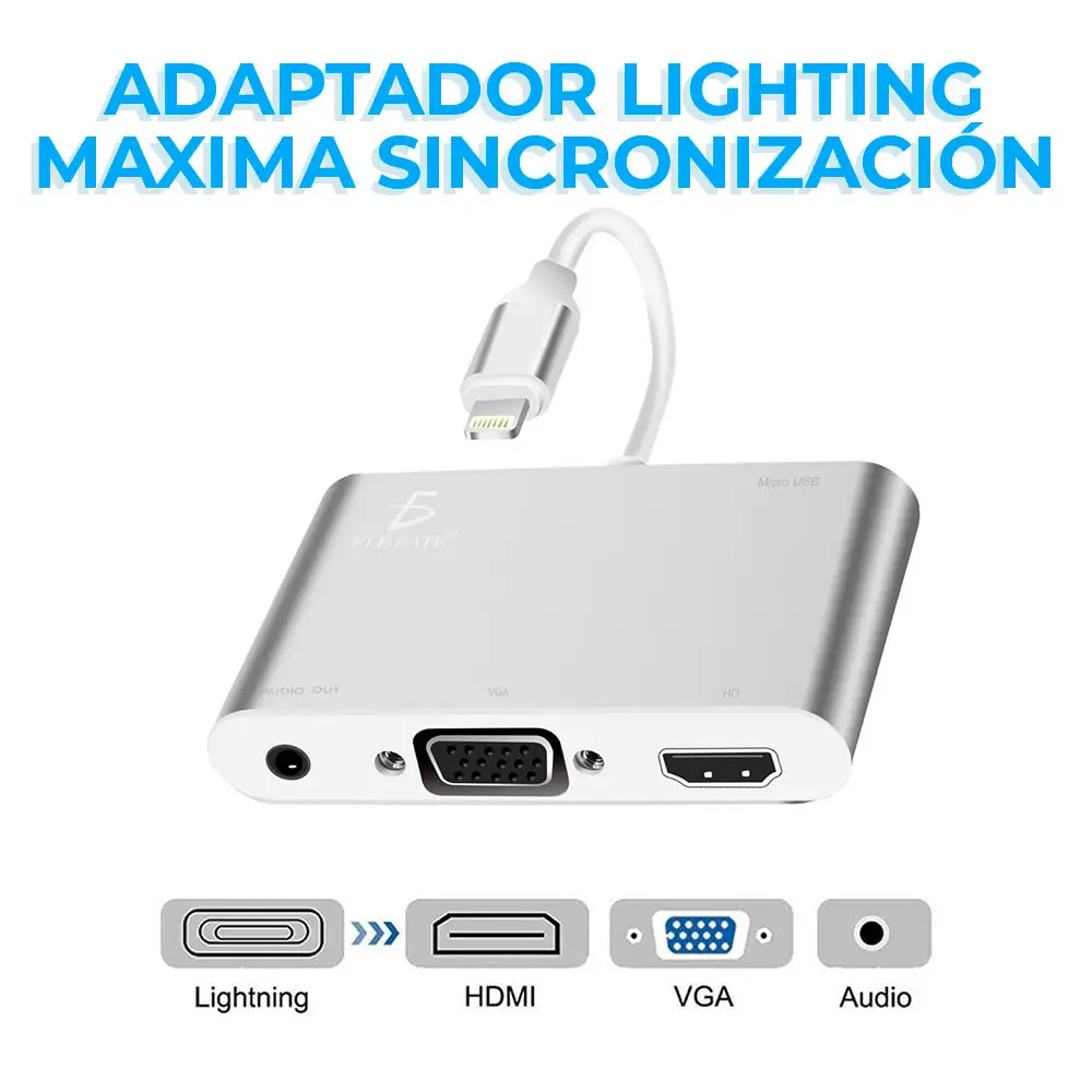 Lightning Adaptador Hub A 4k Hdmi/vga Para iPad iPhone - Imagen 3
