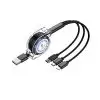 Cable Retráctil 3 En 1 Conector Lightning Micro Usb Y Tipo C