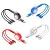 Cable Retráctil 3 En 1 Conector Lightning Micro Usb Y Tipo C