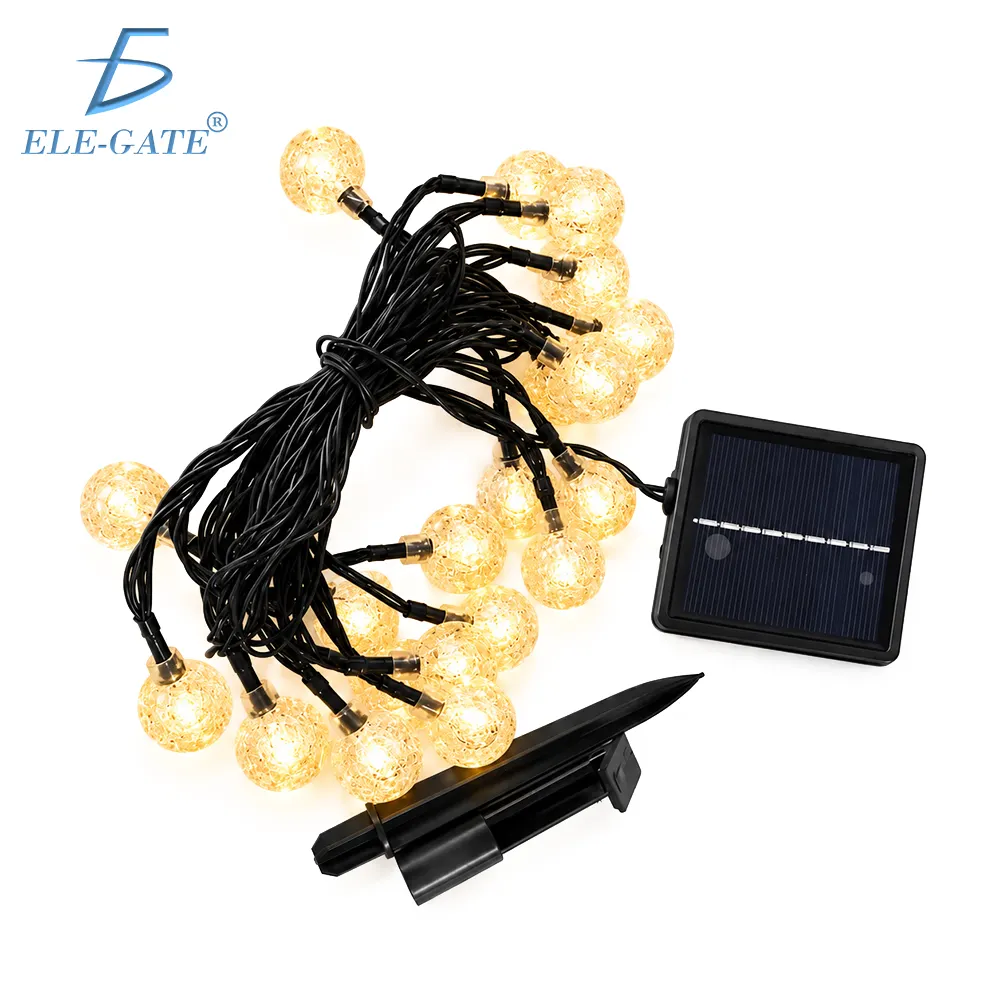 Serie de Luces Solares LED 5m con 20 Bombillas Luz Cálida IP65 para Exterior