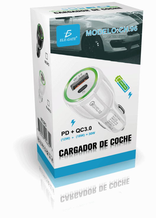 Cargador de coche USB C PD y QC 3,0 para cargador rápido de encendedor de  cigarrillos de coche de 36W entrega de energía/carga rápida 3,0 + Cable USB  C oso de fresa