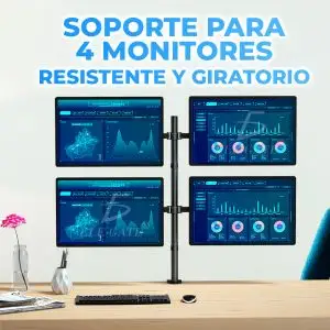 Soporte de Mesa Para 4 Monitor TV Para Montaje En Pared 13″ a 27″