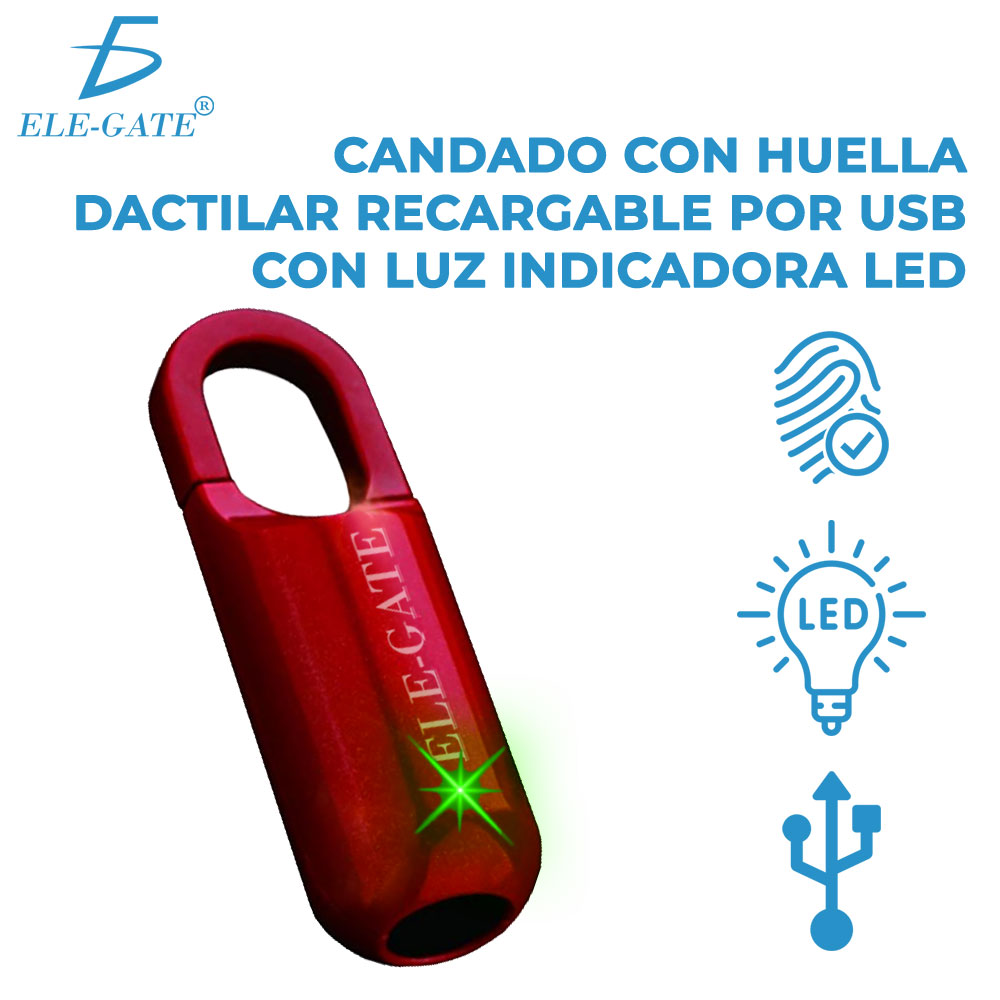 Candado Huella Digital Locker Maleta Mochila Recargable Usb - ELE-GATE