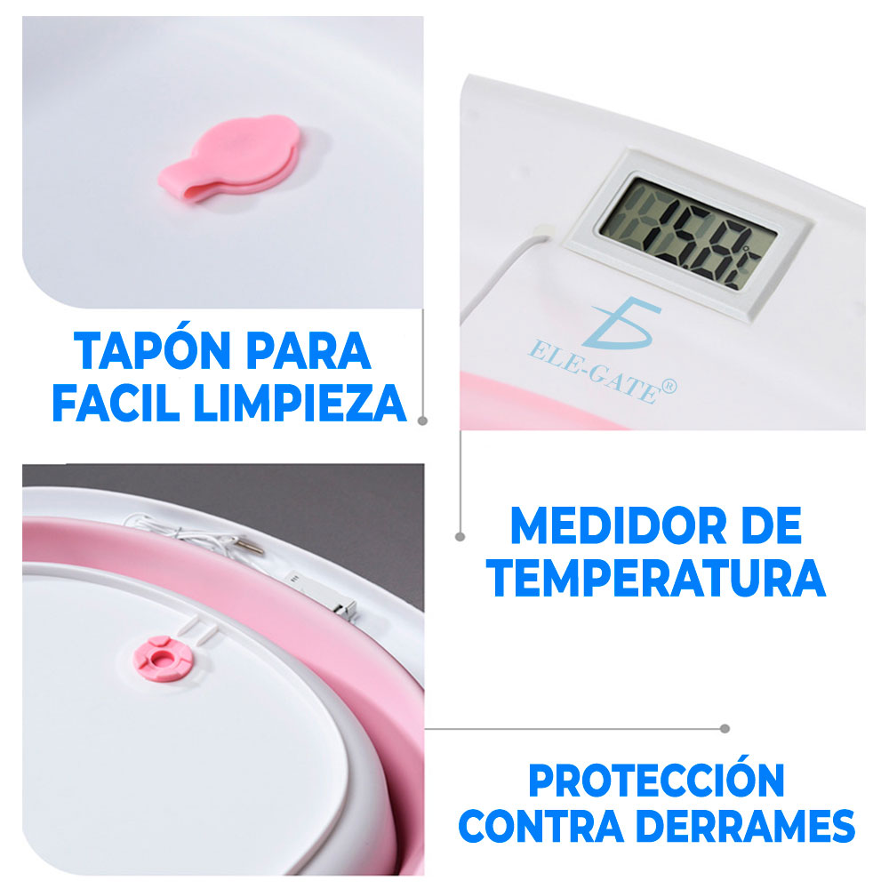 Bañera Tina De Baño Con Termómetro De Agua Para Bebe Plegable Portatil Casa  Y Viaje - ELE-GATE