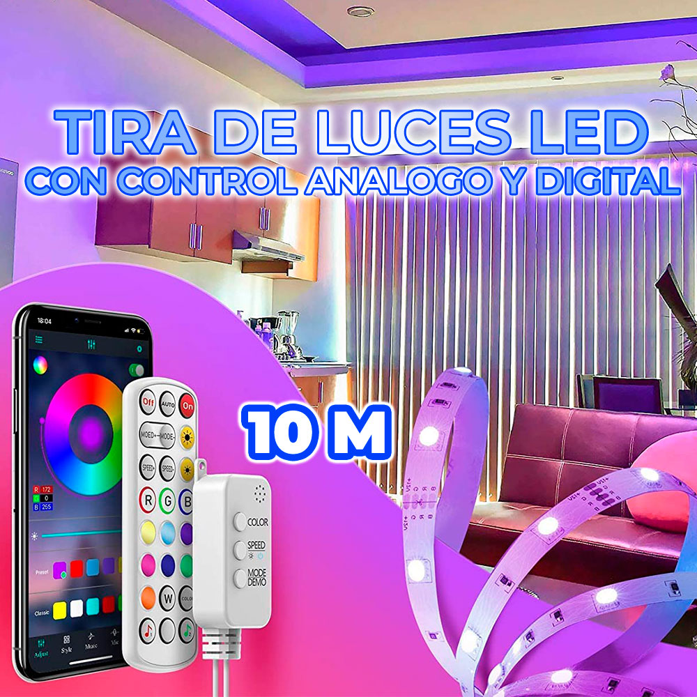 Tira LED 10M, Luces LED Habitación RGB WIFI Bluetooth Tiras LED con Control  Remoto y Inteligente