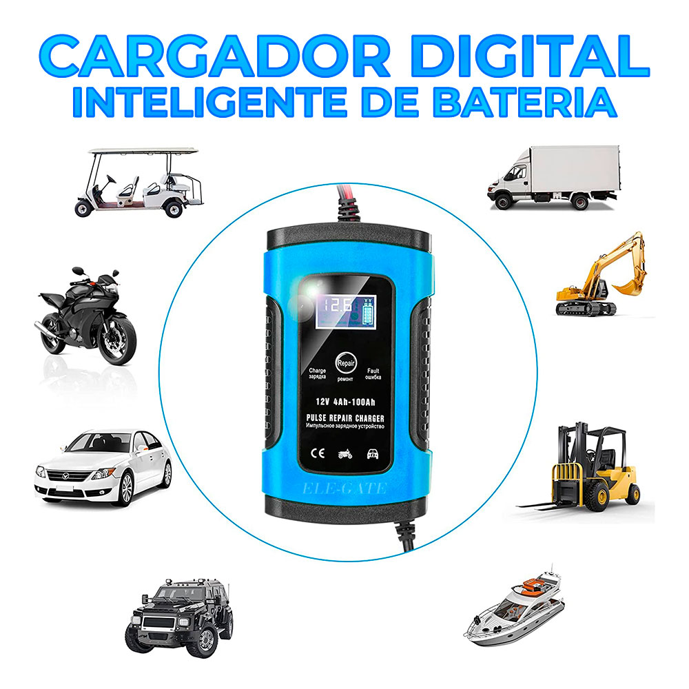 iWotto E light Cargador Batería Coche o Moto 6A 12V - Completamente  Automático con Pantalla Digital Inteligente - Múltiples Protecciones para  Baterías de Auto, Moto, Barco, Quad, Caravanas : : Coche y moto