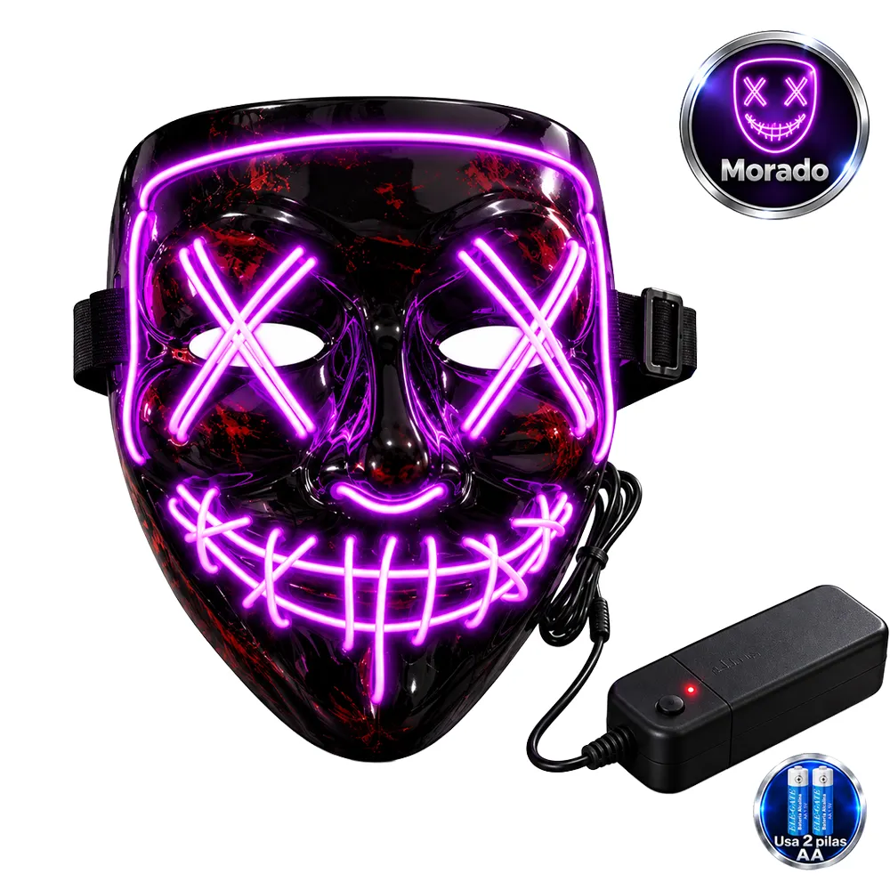 Máscara Luz Led La Purga Halloween - Imagen 2