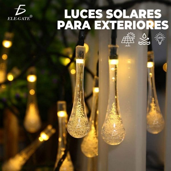 Guirnalda Solar De Exterior Luces 3m 20 Led Jardin ELEGATE