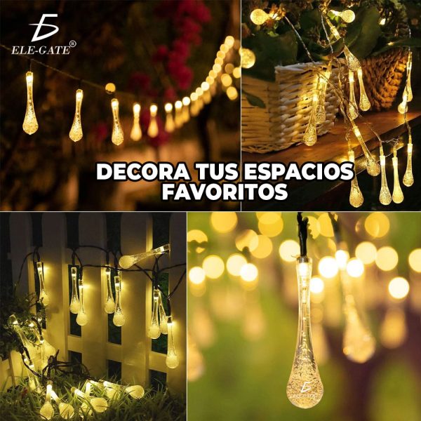 Guirnalda Solar De Exterior Luces 3m 20 Led Jardin ELEGATE
