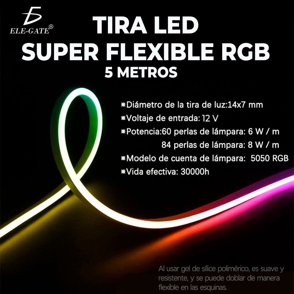 Ripley - TIRA LUCES LED NEON INTELIGENTES RGB 5MTS APP + CONTROL + BLUETOOTH
