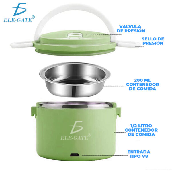 Loncheras Eléctrica de Acero Inoxidable con Calefacción conexión USB - Image 2