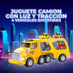 Juquete Camion Con Luz Y Traccion 4 Vehicluos  Divertidos