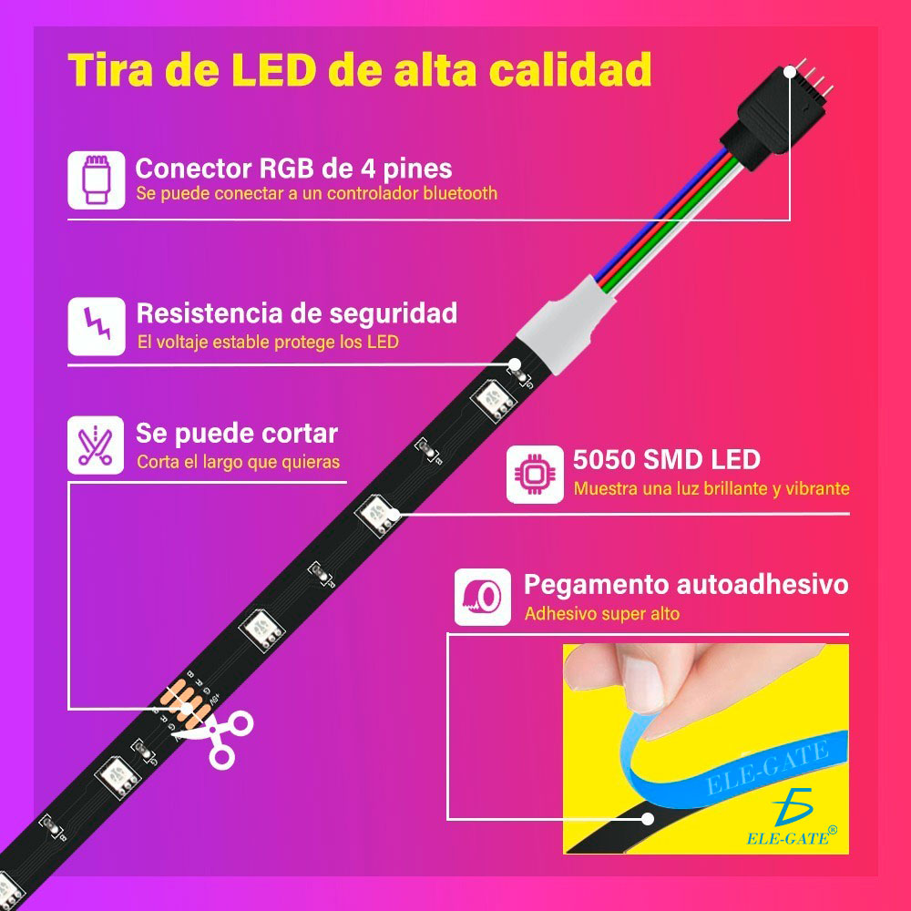 ATN- TIRA LED 5050 RGB 2 METROS BLUETOOTH