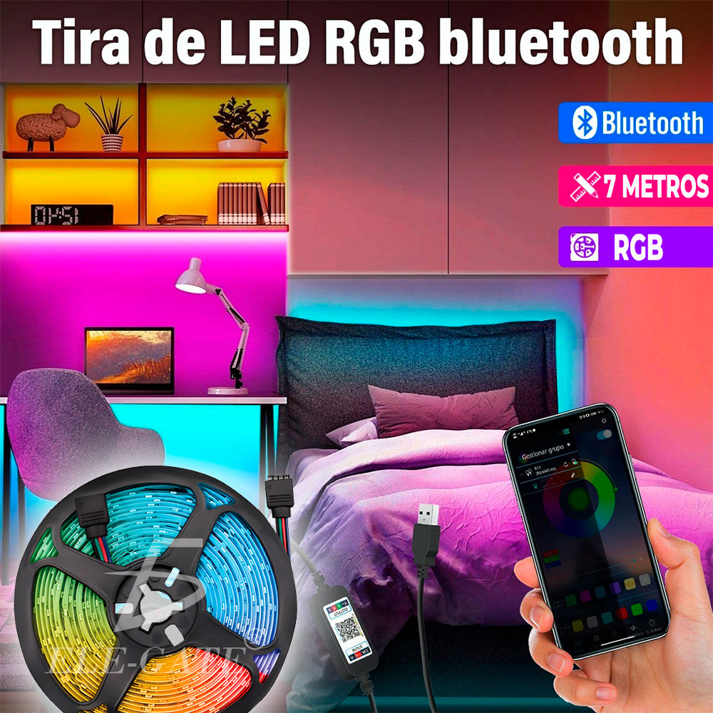 Tiras De Luces Led 5050 Rgb 7 Metros App Bluetooth Control - ELE-GATE
