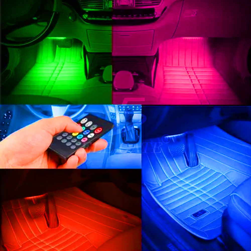 Tiras de luces led para coche LED - iluminación interior de color - luces  LED RGB 4x18 + mando a distancia + sensor de sonido