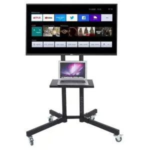 Soporte de TV Móvil con Ruedas para Televisores de Pantalla Plana Curva