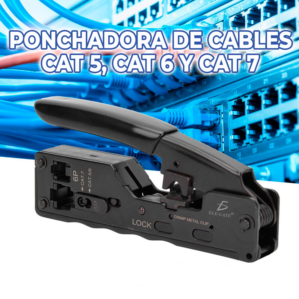 Herramienta de Crimpado para Conectores de Red CAT5 CAT6 CAT7 Conectores  Modulares - ELE-GATE