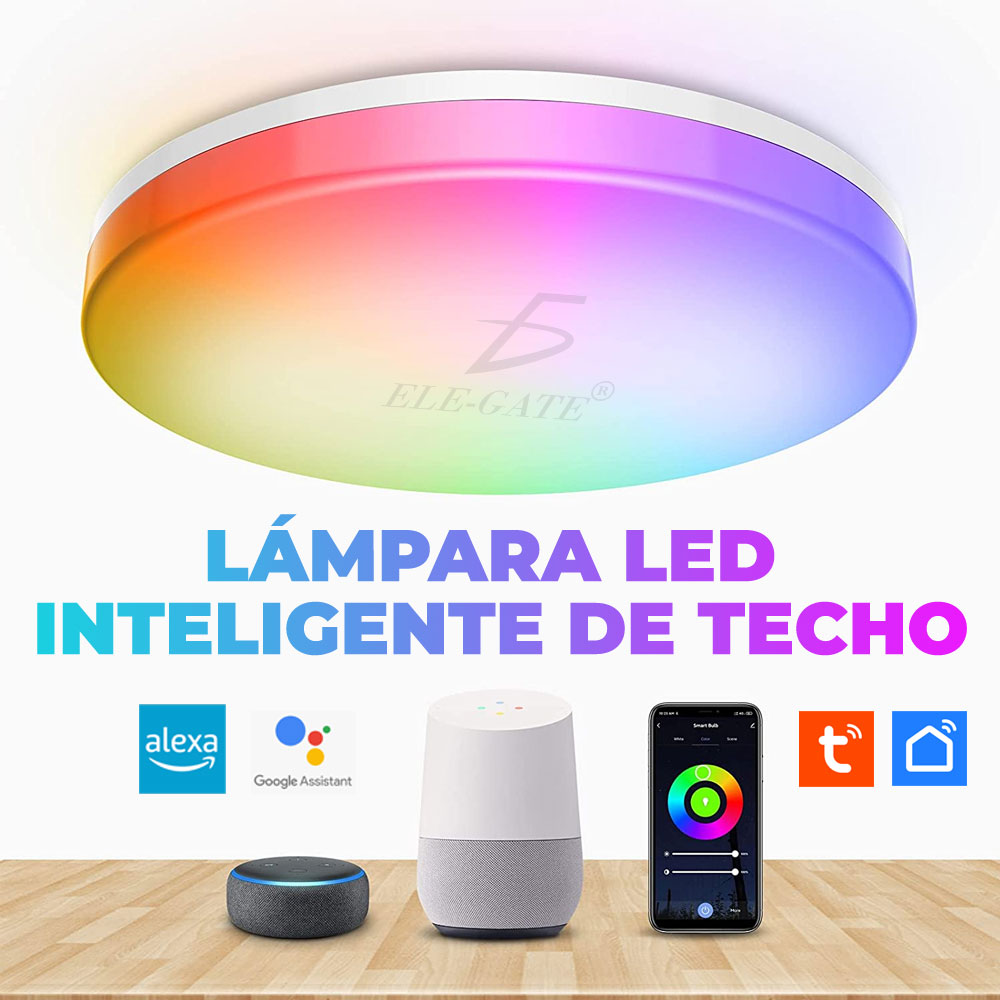 Lámpara de mesa inteligente RGB con control remoto, lámpara Alexa para  dormitorio con control de voz y aplicación y sincronización de música,  lámpara