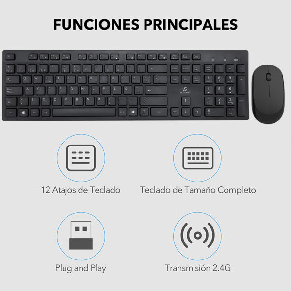 Kit Teclado Y Mouse Inalámbrico Clic Silencioso - Image 3