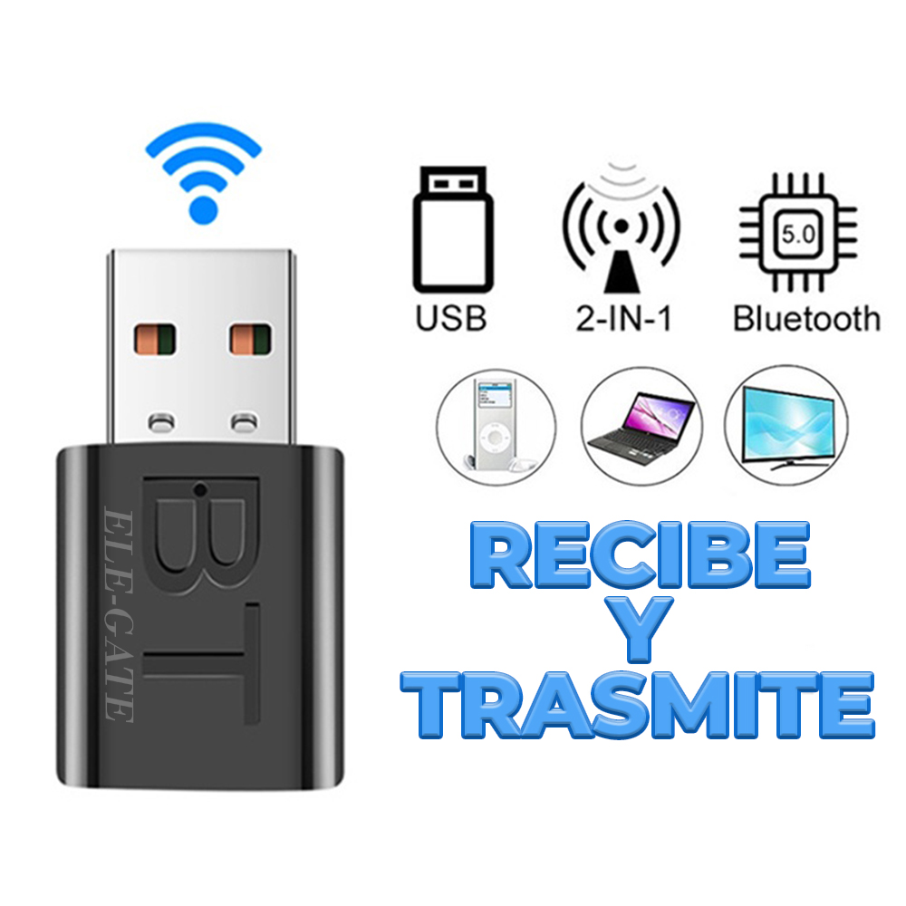 Adaptador Bluetooth USB 5.0, Adaptador de audio Bluetooth 2 en 1 USB TV  Computadora Coche Receptor y transmisor Bluetooth 5.0
