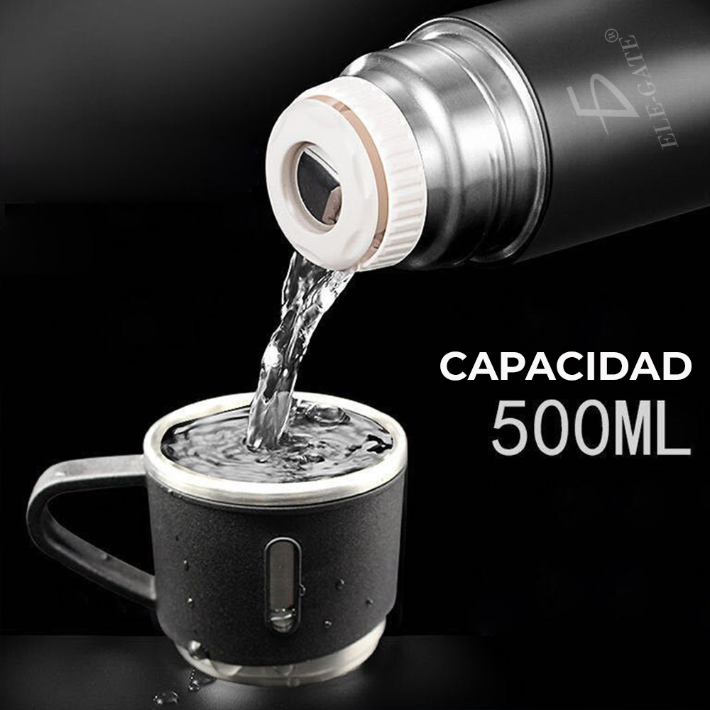 Termo con Tazas Incluidas para Té y Café de Acero Inoxidable de 500 ml. -  ELE-GATE